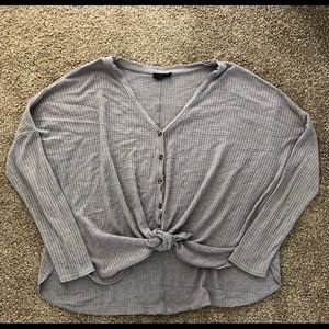 oversized thermal button-front top